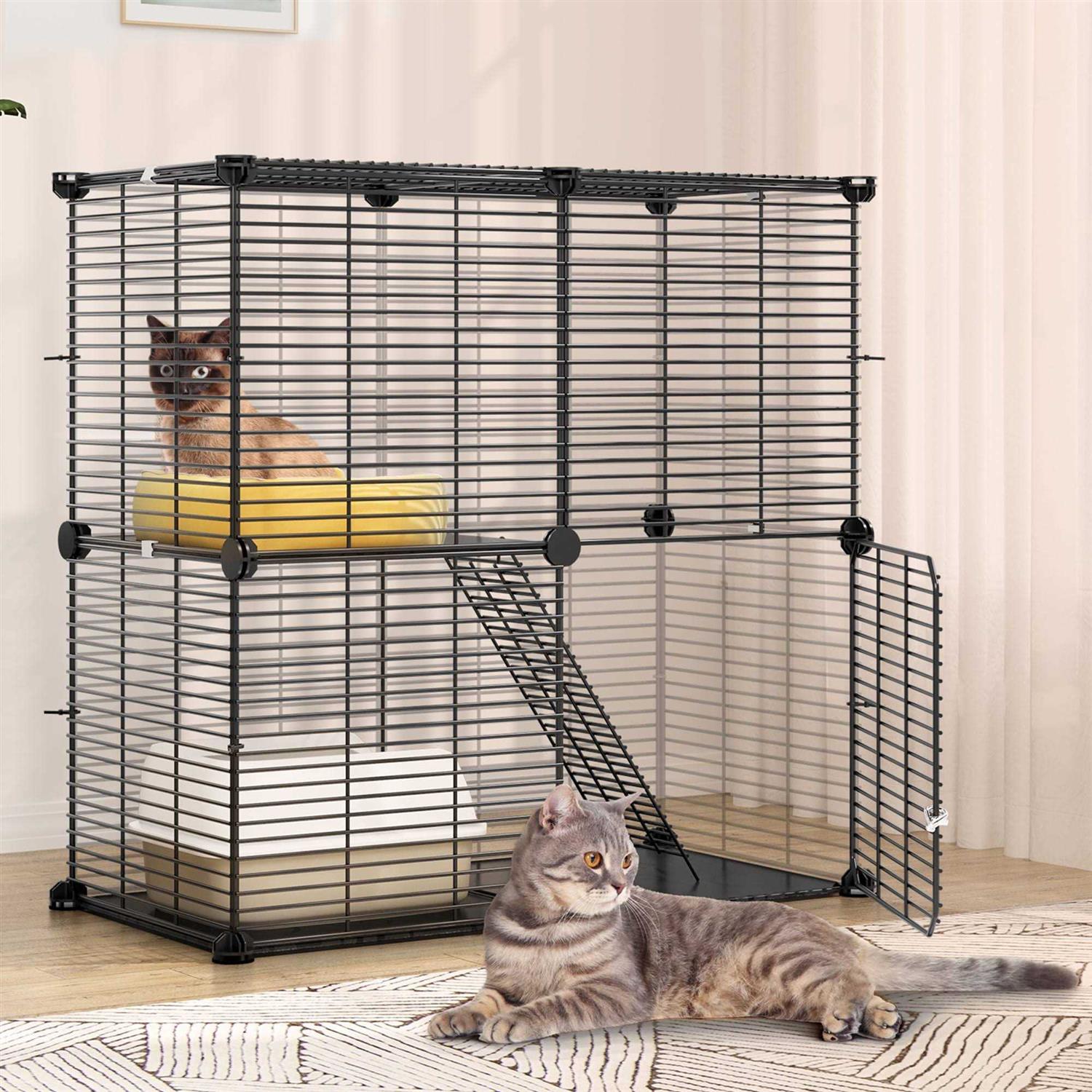 Dextrus 2-Tier Indoor Cat Cage Pet Playpen for Ferrets - Nail Gallerys