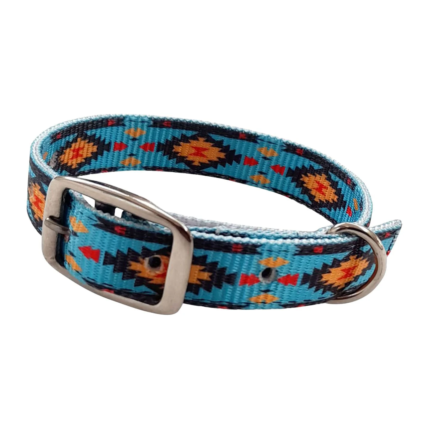 Showman Couture Southwest Nylon Dog Collar, Teal Southwest - Nail Gallerys