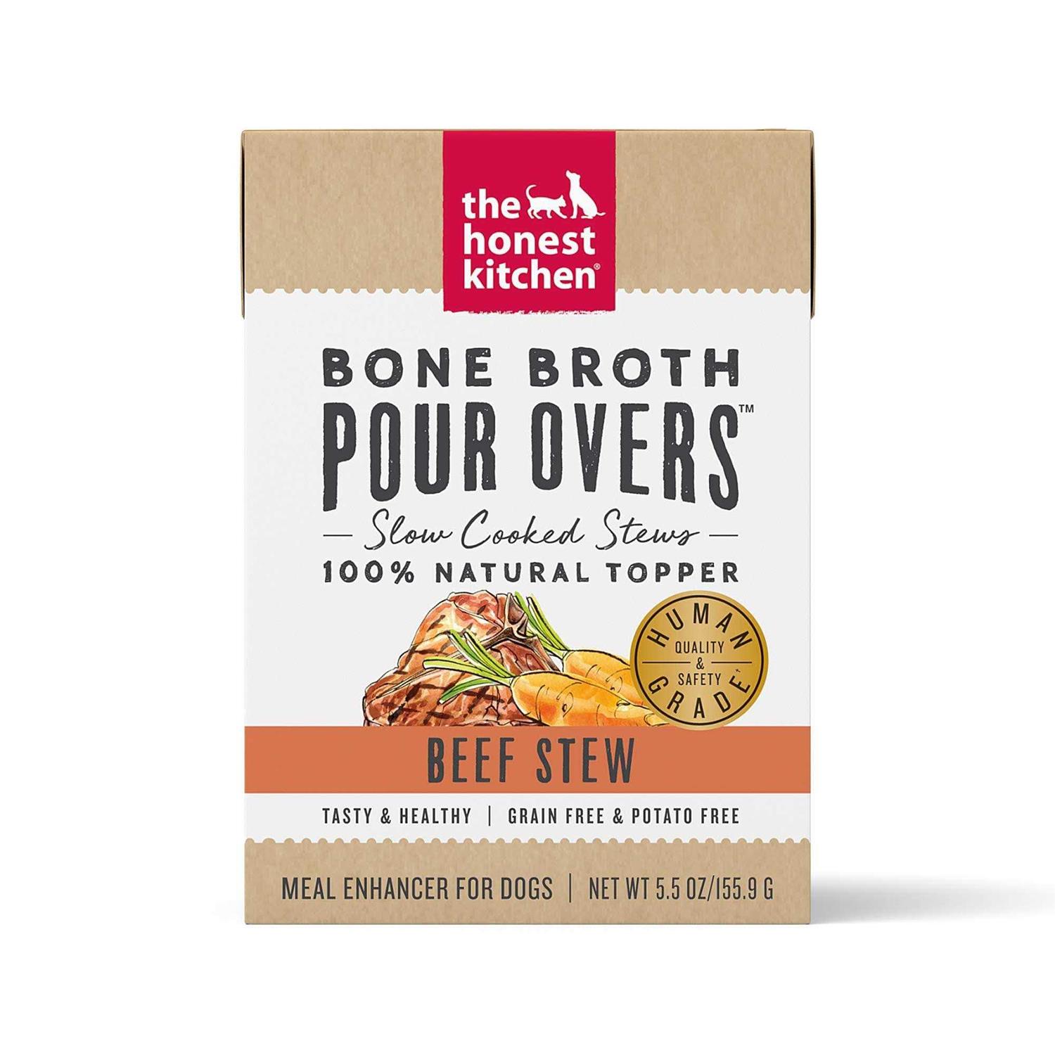 The Honest Kitchen Bone Broth POUR OVERS Beef Stew Wet Dog Food Topper, 5.5-oz, case of 12 - Nail Gallerys