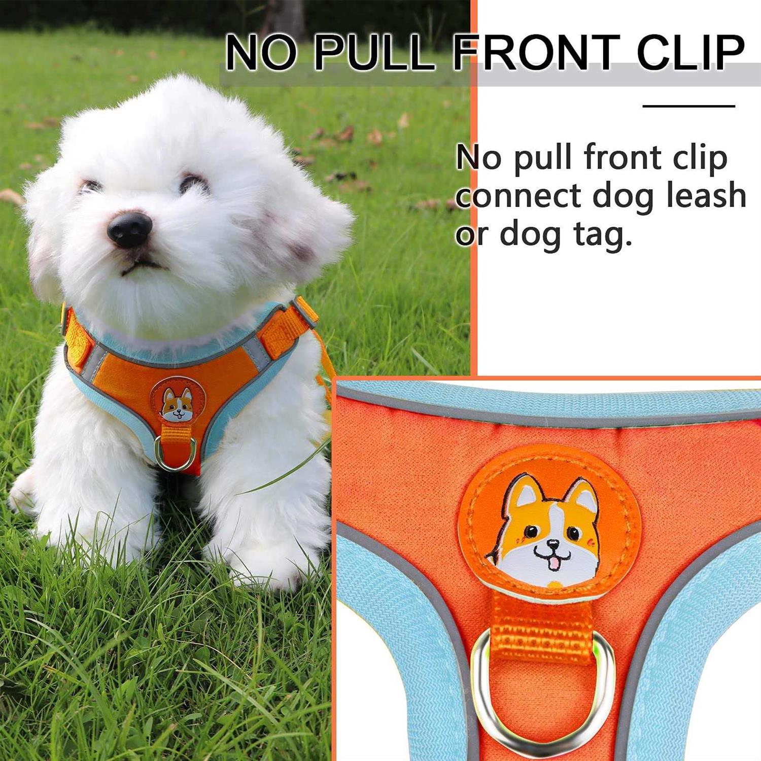 rennaio Dog Harness No Pull, Adjustable Puppy Harness with 2 Leash Clips, Ultra Padded Dog Vest Harness, Reflective Dog Harness and Leash - Nail Gallerys