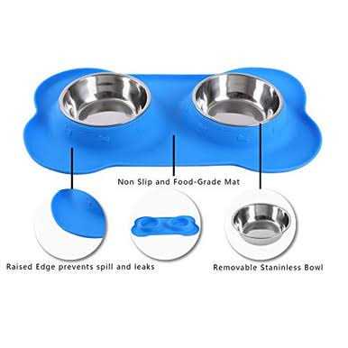Hubulk Pet Dog Bowls 2 Stainless Steel Dog Bowl with No Spill Non-Skid Silicone Mat + Pet Food Scoop Water and Food Feeder Bowls for Feeding - Nail Gallerys