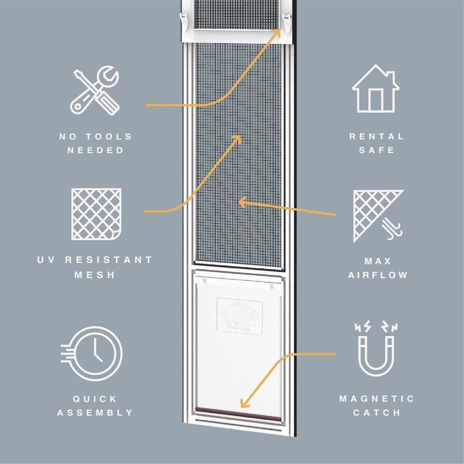 Hakuna Pets Patio Pet Door Screen Insert Panel for Sliding Doors Fits Door Track Min Ht Max Ht 84.25 - Nail Gallerys
