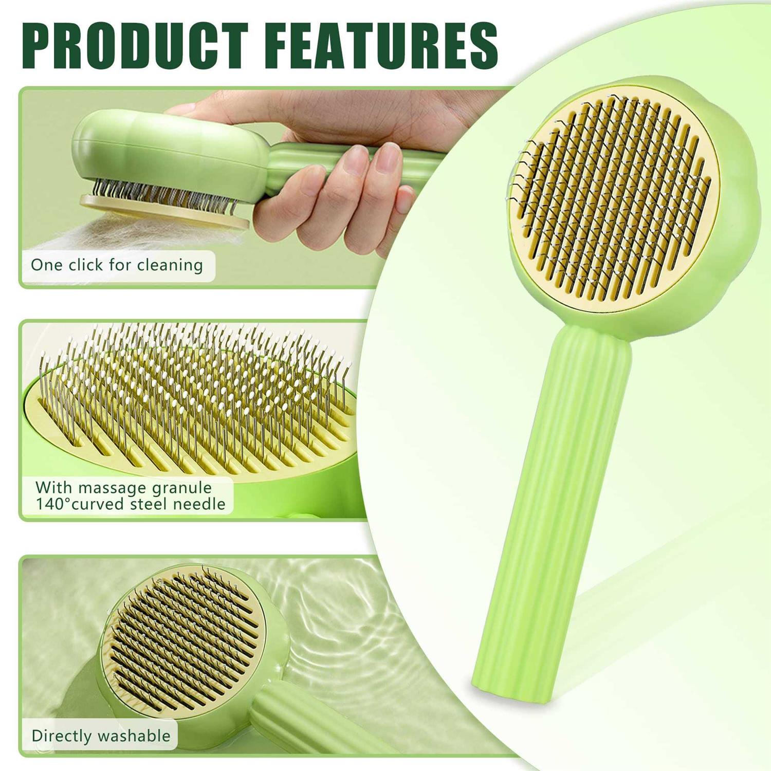 METREE Cat Hair Brush, Self Cleaning Pet Slicker Brush with Release Button, Cat Hair Cleaner Brush for Shedding, Grooming Brush for Long or Short - Nail Gallerys