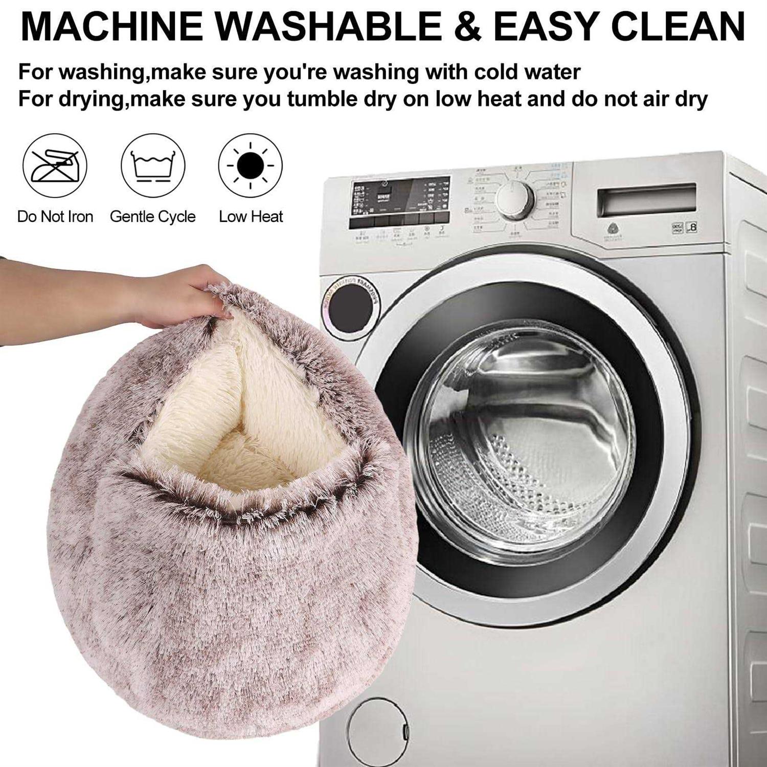 Calming Dog Beds & Cat Cave Bed with Hooded Cover,Removable Washable Round Beds for Small Medium Pets,Anti-Slip Faux Fur Fluffy Coved Bed - Nail Gallerys