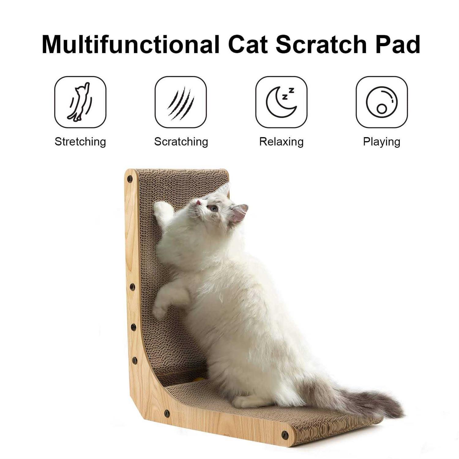 FUKUMARU Cat Scratcher 26.8 Inch L Shape Cat Scratch Pad Wall Mounted - Nail Gallerys