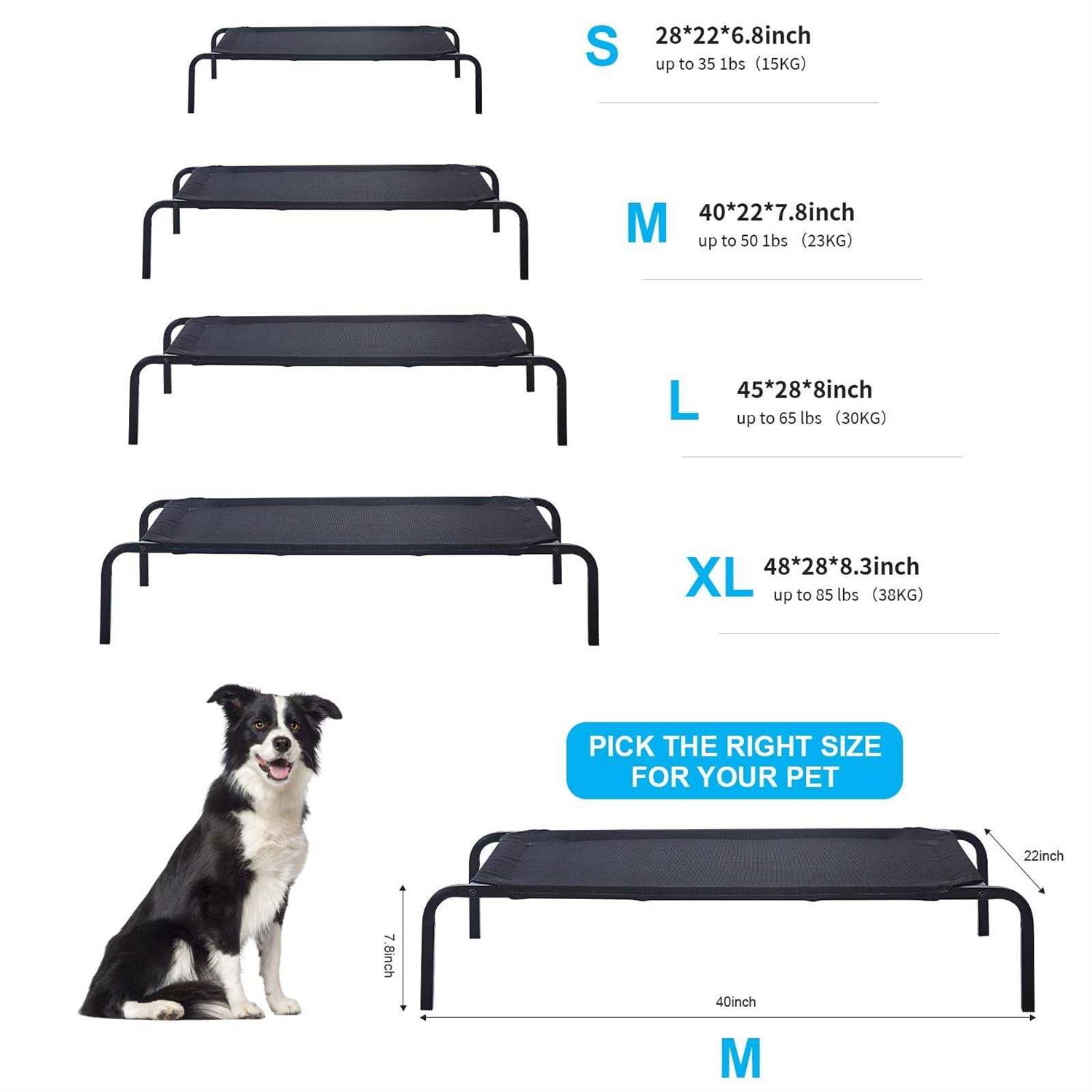 gdkasrny Pet Bed,portable raised cooling steel-framed Elevated Pet Bed 24 32 48 - Nail Gallerys