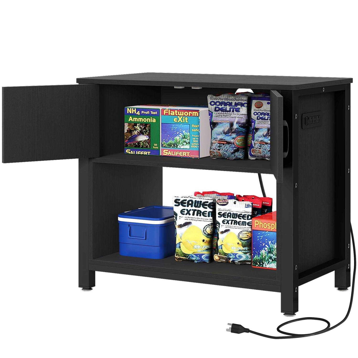 DWVO Heavy Duty Metal Aquarium Stand with Power Outlets Cabinet for Fish Tank Accessories Storage - Nail Gallerys