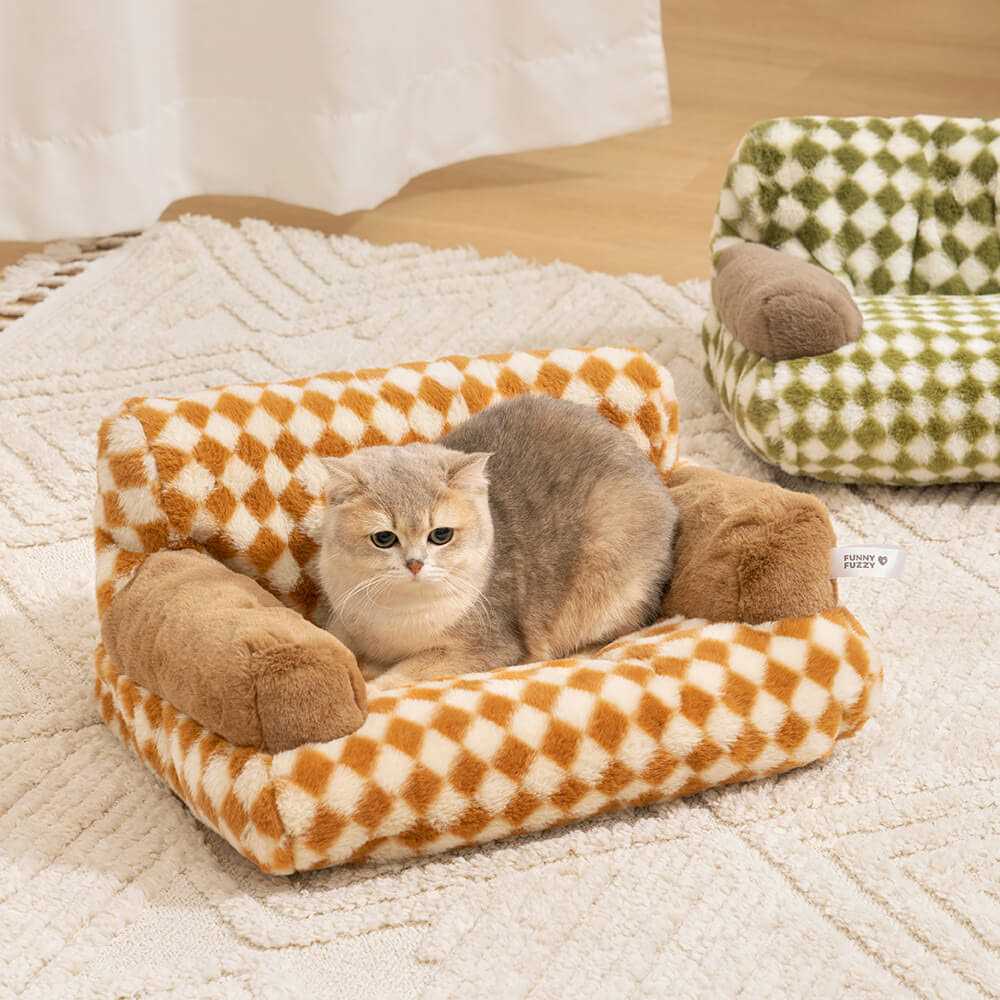 FunnyFuzzy Plaid Dog & Cat Couch Bed Gift for Dog - Nail Gallerys