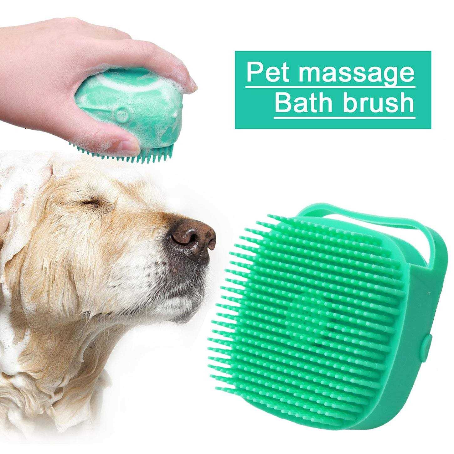 Woleigiao Dog Bath Brush, Pet Massage Brush Shampoo Dispenser, Soft Silicone Brush Rubber Bristle for Dogs and Cats Shower Grooming - Nail Gallerys