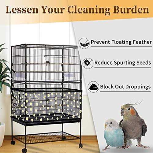 Daoeny Bird Cage Seed Catcher Large Bird Cage Cover Adjustable Soft Airy Nylon Mesh Net - Nail Gallerys