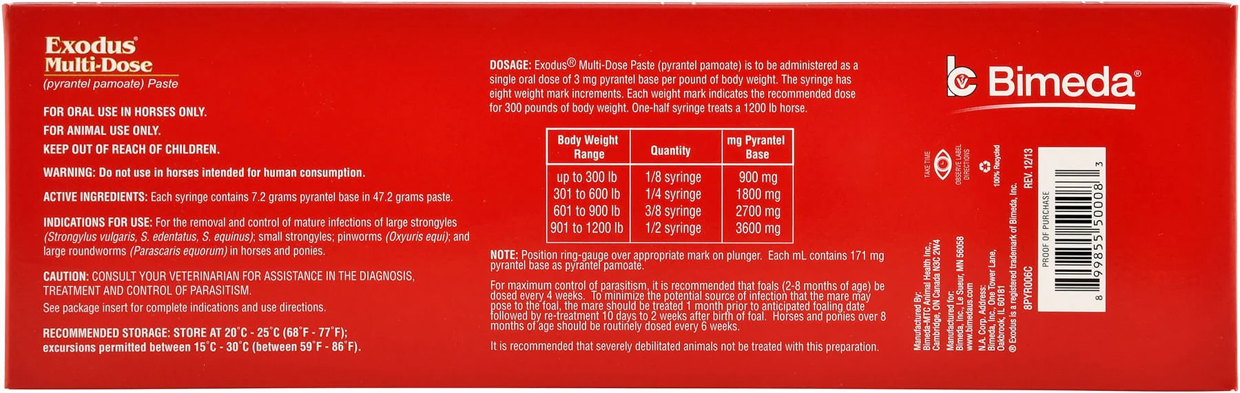 Exodus Multi-Dose Pyrantel Pamoate Horse Dewormer Paste, 2-dose - Nail Gallerys