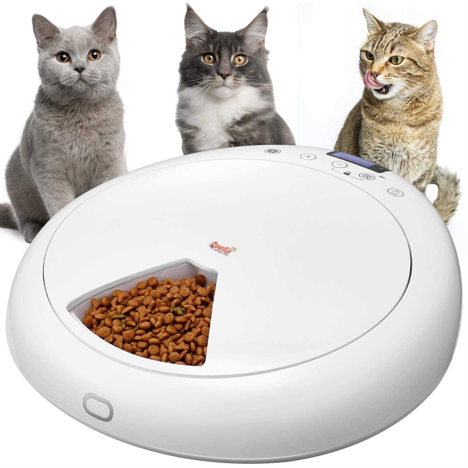 QPETS 6 Meals Automatic Cat Dog Feeder Auto Pet Feeder with Programmable Timer,Auto Dry Dispenser for Kitten and Little Dog Voice Recording and - Nail Gallerys