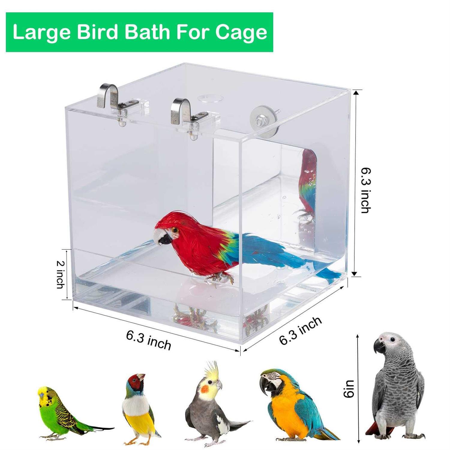 capuca Large Bird Bath Cage Hanging 6.3 Inch Bird Bathtub Shower Box Bowl Cage Accessories for Big Bird Parakeets Parrot Budgie Conure African - Nail Gallerys