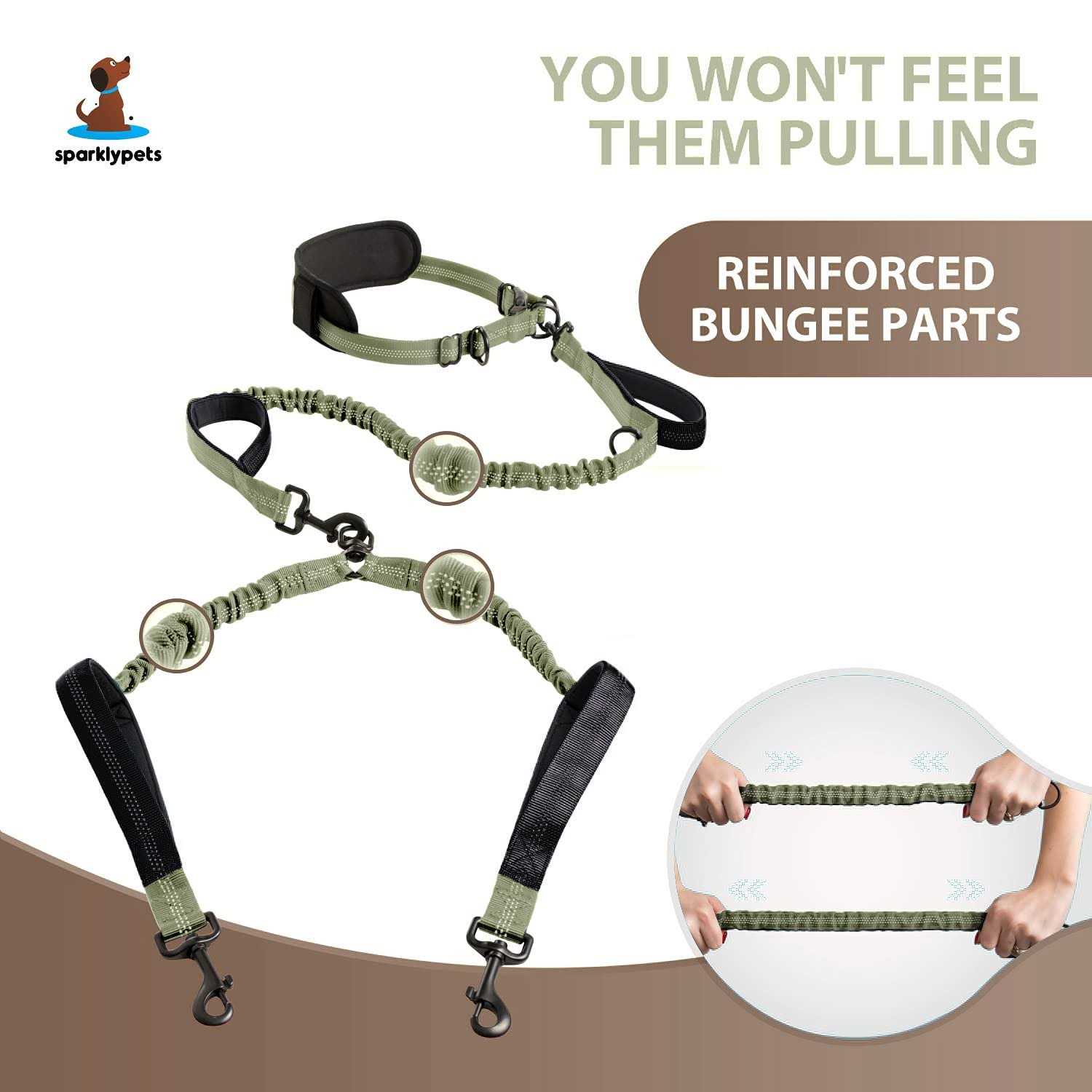 SparklyPets Hands Free Double Dog Leash Dual Dog Leash for Medium and Large Dogs - Nail Gallerys