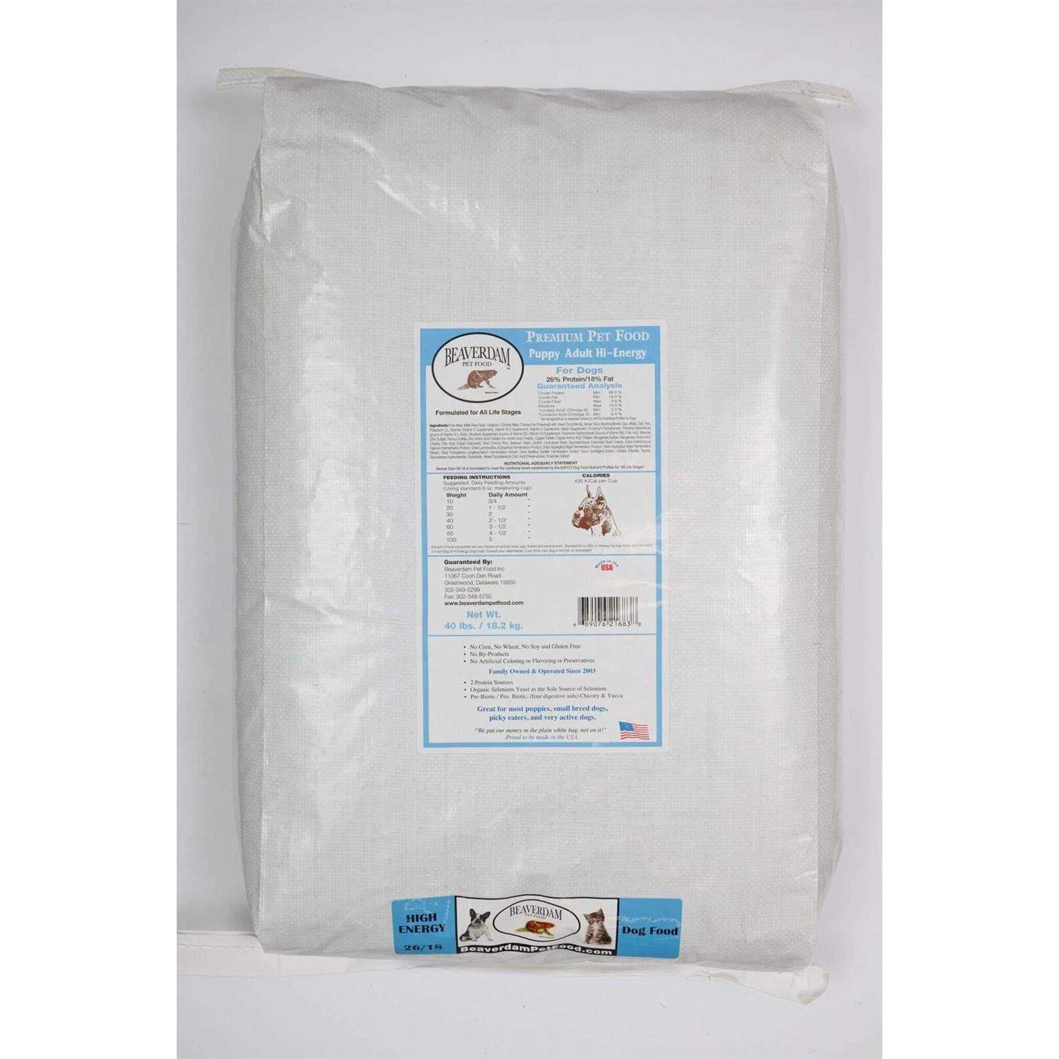 Beaverdam Hi-Energy All Ages Pork and Chicken Dry Dog Food 40 lb - Nail Gallerys