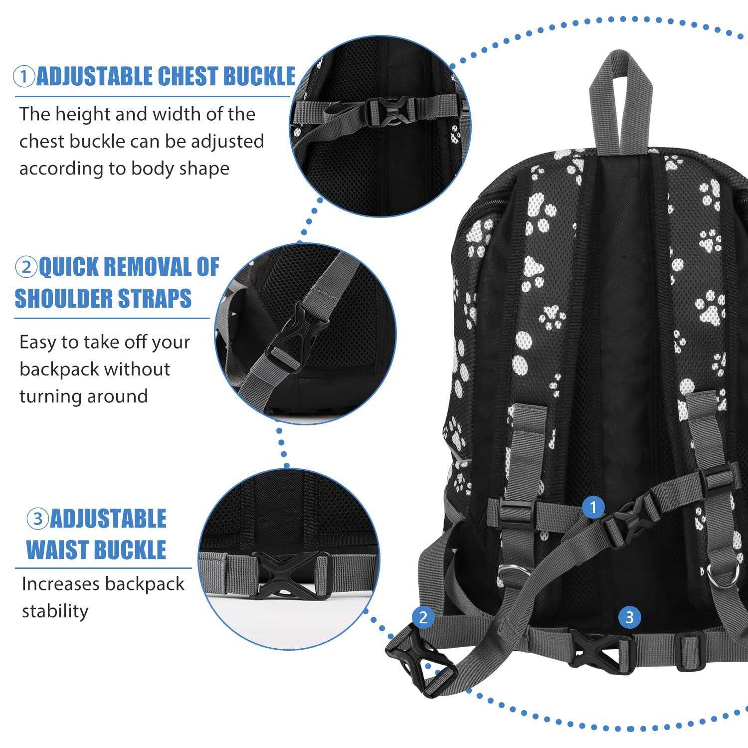 YESLAU Dog Backpack Carrier Pet Carrier for Small Medium Dogs Travel Bag Front Pack Breathable Adjustable with Safety Reflective Strips for Hiking - Nail Gallerys