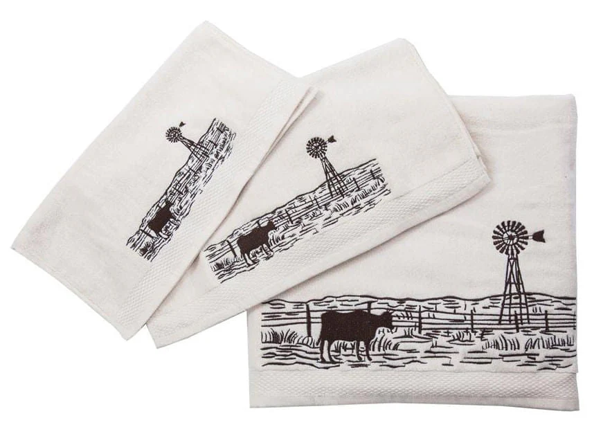 Jasper Embroidered Windmill Landscape Towel Set - Nail Gallerys