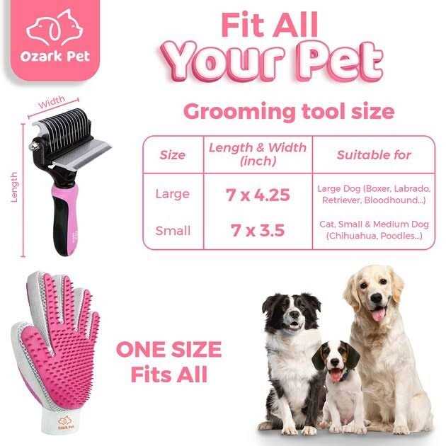 Ozark Pet Dog Brush and Cat Brush-with Deshedding Brush, Dog Dematting Tools and 2 Side Shedding Brush Glove - Nail Gallerys