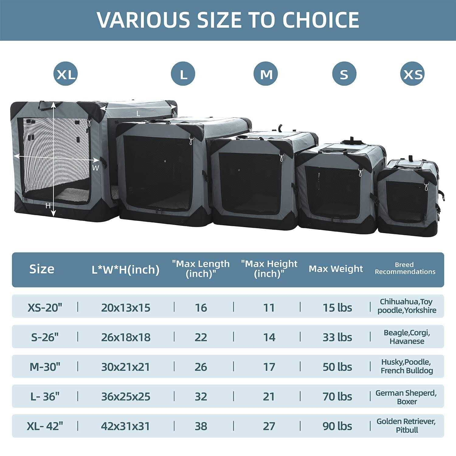 Pettycare Collapsible Dog Crate Dogs 4-Door Foldable Soft Dog Kennel with Chew Proof Mesh Windows - Nail Gallerys