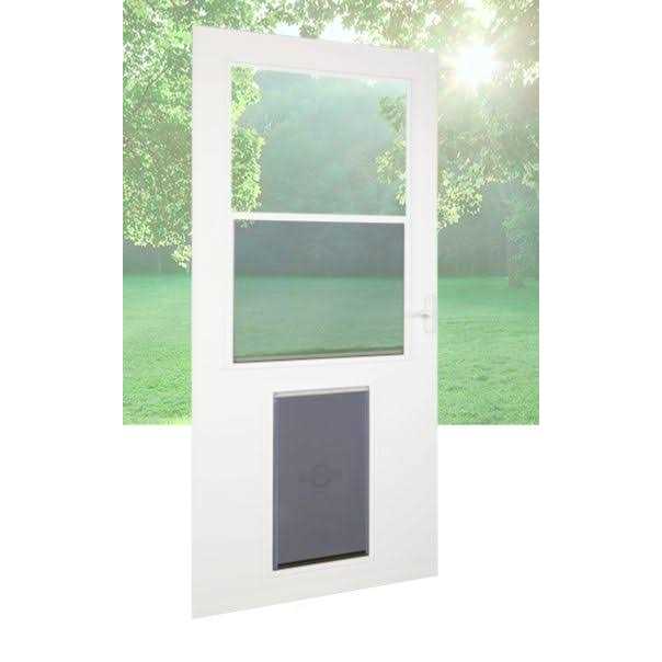 LARSON Pet Door XL 81-in White High-view Wood Core Storm Door - Nail Gallerys