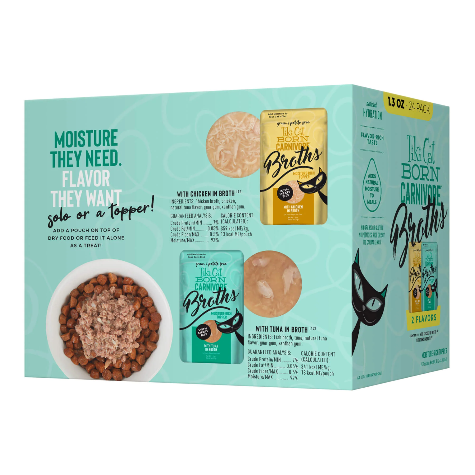 Tiki Cat Born Carnivore Broths Wet Cat Food Topper, Variety Pack - Nail Gallerys