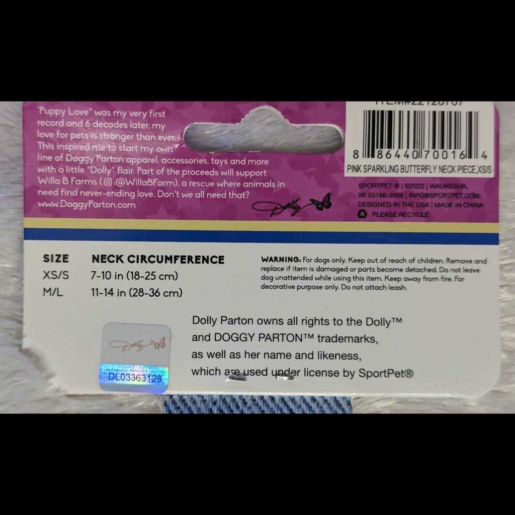 Doggy Parton Pink Sparkling Butterfly Neck Piece - Nail Gallerys