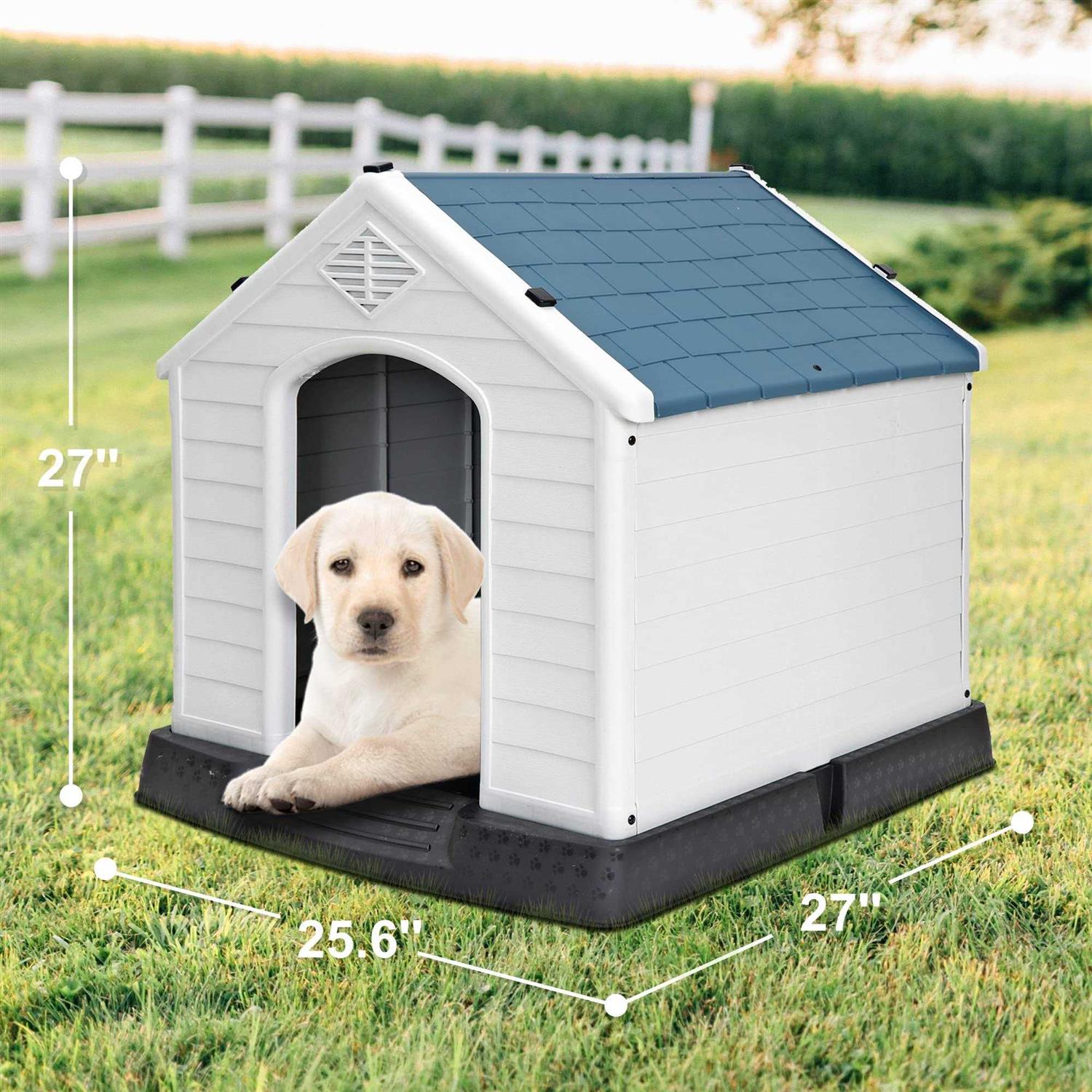 ZENY Plastic Dog House Waterproof Dog Kennel with Air Vents and Elevated Floor All Weather Indoor Outdoor Insulated Doghouse Puppy Shelter - Nail Gallerys