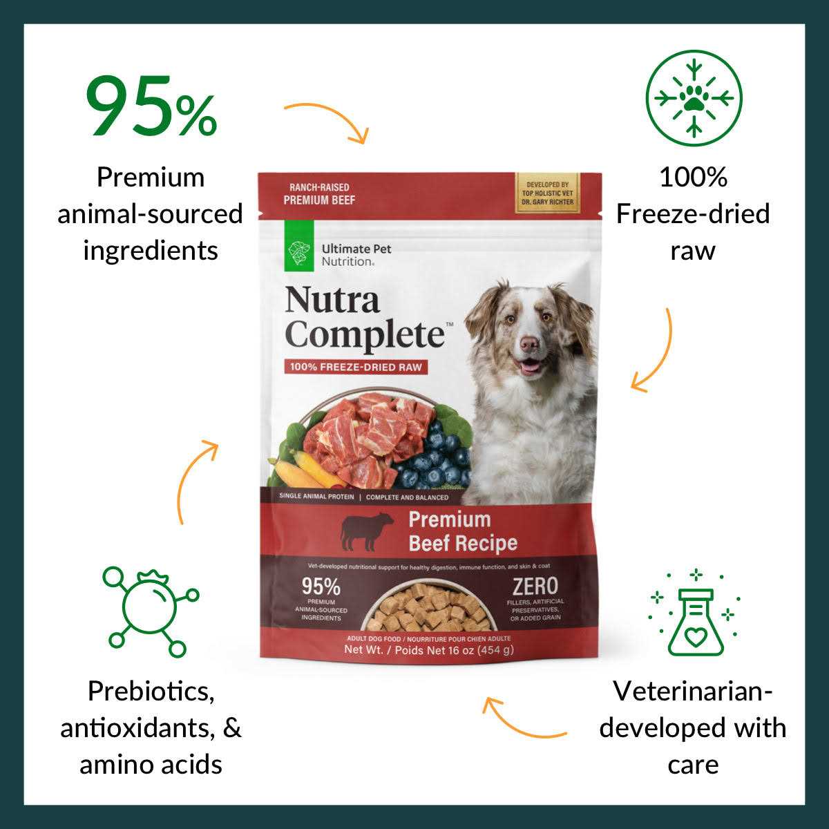 Ultimate Pet Nutrition Freeze Dried Nutra Complete Beef Dog Food - Nail Gallerys