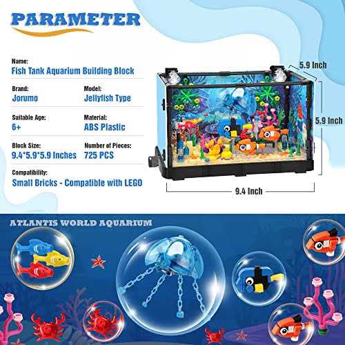 Jorumo Fish Tank Building Block, Lighting Aquarium Compatible with Lego Sets for Adults and Kids Including Ocean Jellyfish - Nail Gallerys