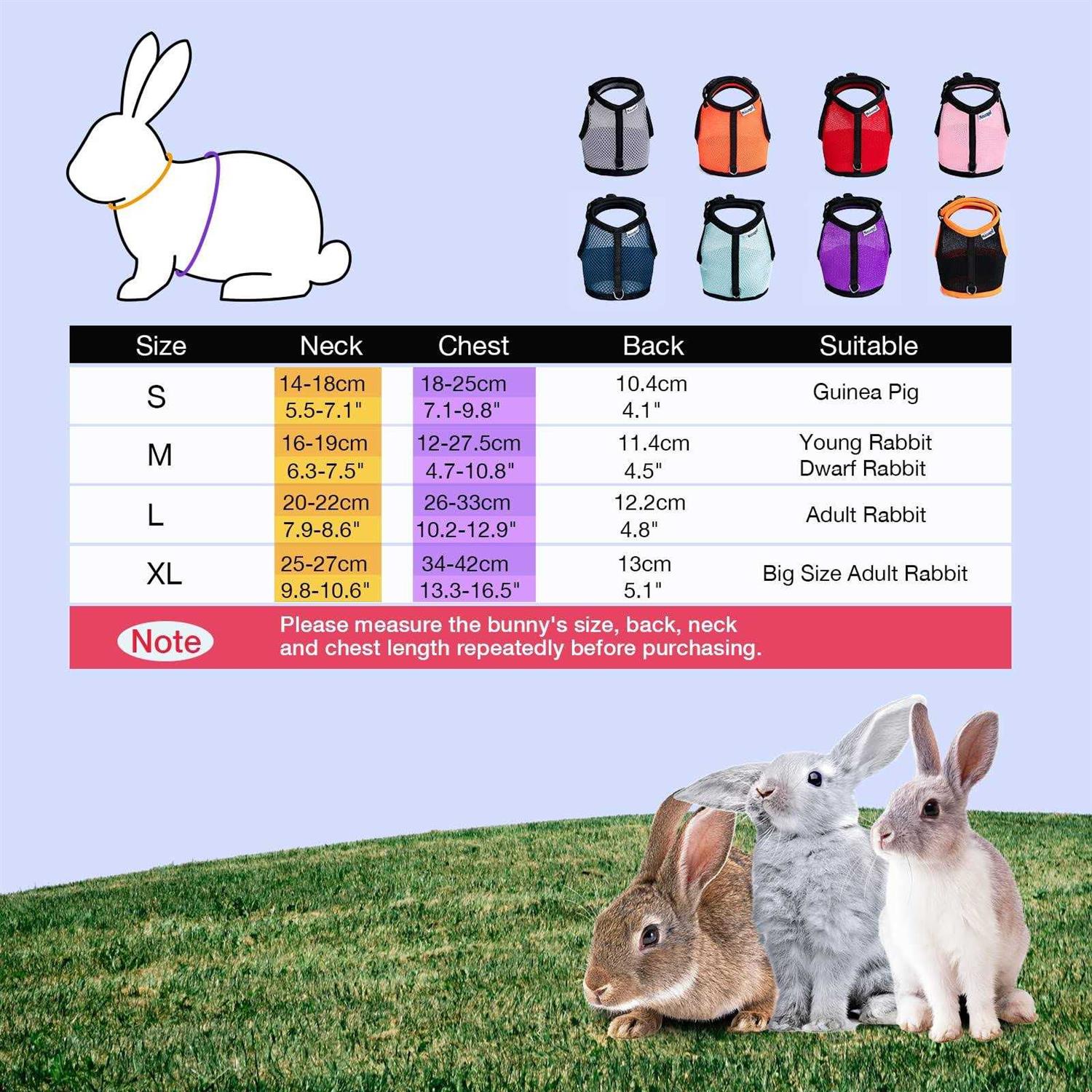 Niteangel Adjustable Soft Harness with Elastic Leash for Rabbits - Nail Gallerys