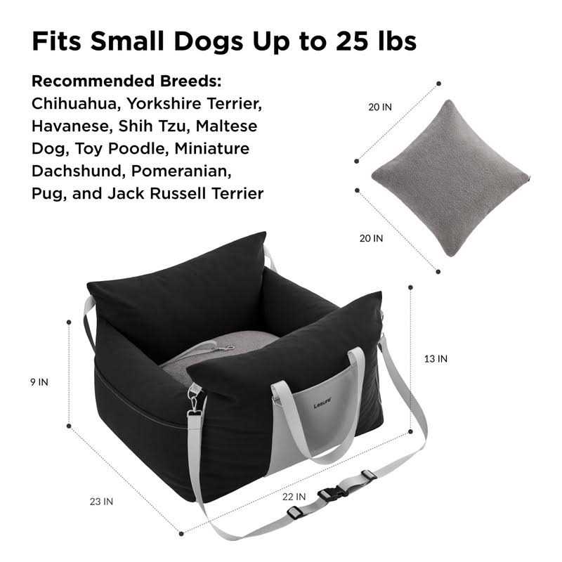 LE SURE Lesure Small Dog Car Seat for Small Dogs Waterproof Dog Booster Seat for Car with Storage Pockets, Clip-On Safety Leash and Thickened Memory Foam - Nail Gallerys