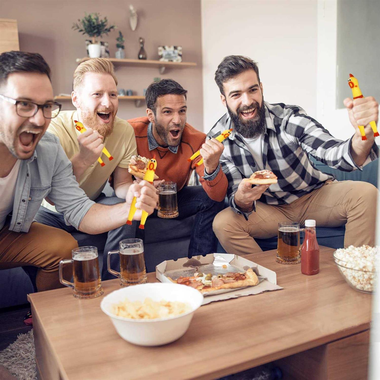 Zddaoole 20 Pcs Rubber Chicken,Screaming Chicken,Squeeze Chicken,Yellow Rubber Squaking Dog Toys,Prank Novelty Noise Toy - Nail Gallerys