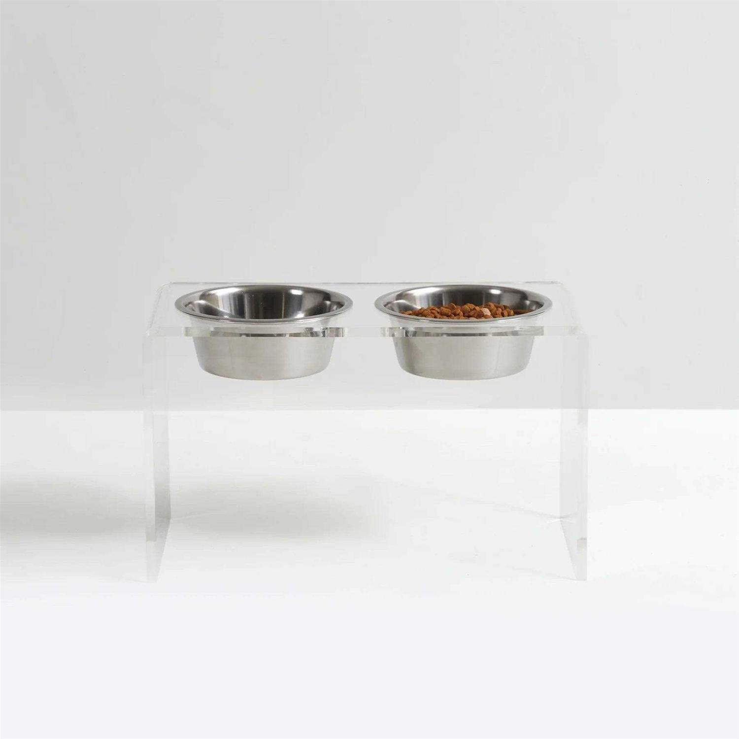 Hiddin Clear Double Bowl Pet Feeder - Nail Gallerys