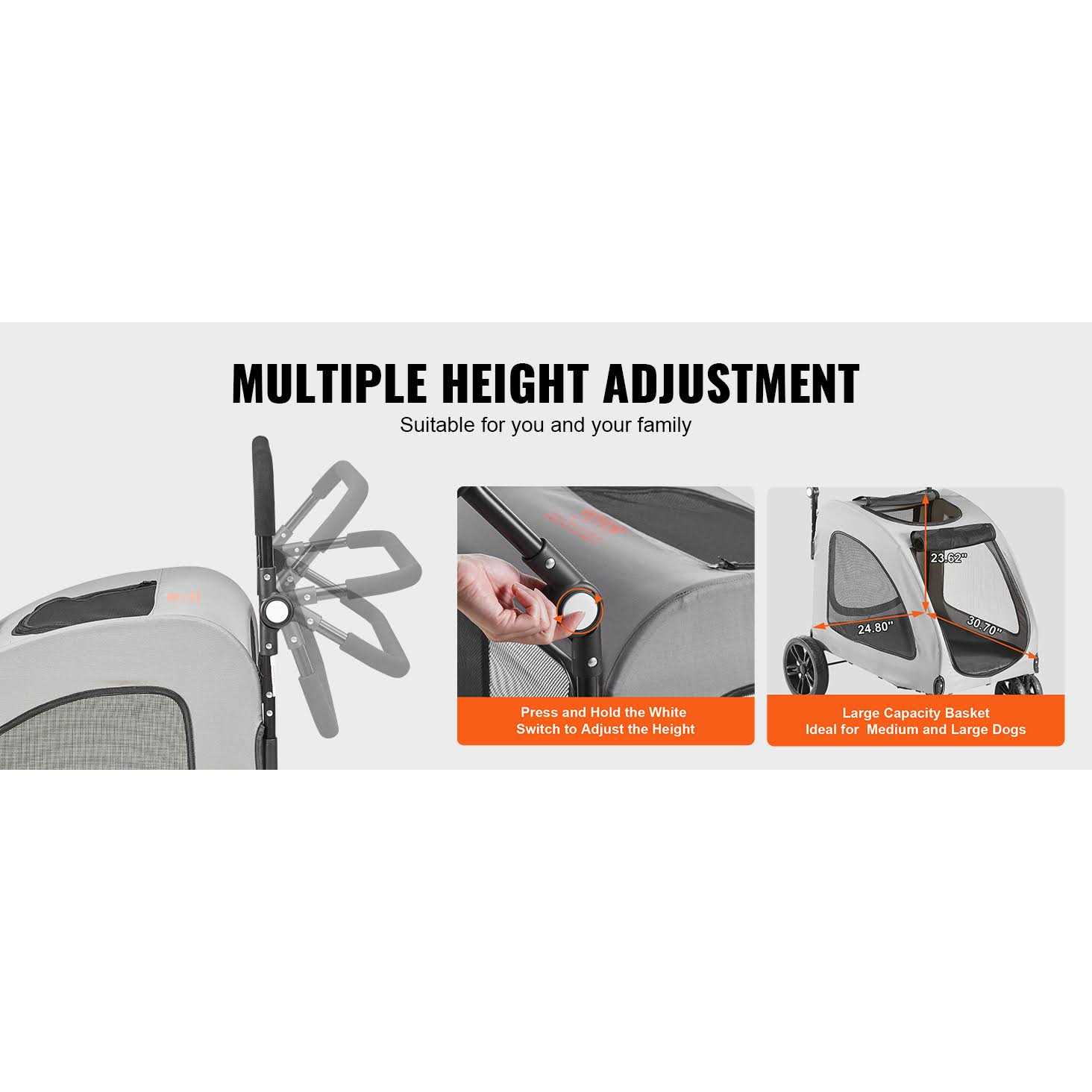 VEVOR Pet Stroller 4 Wheels Dog Stroller Rotate with Brakes - Nail Gallerys