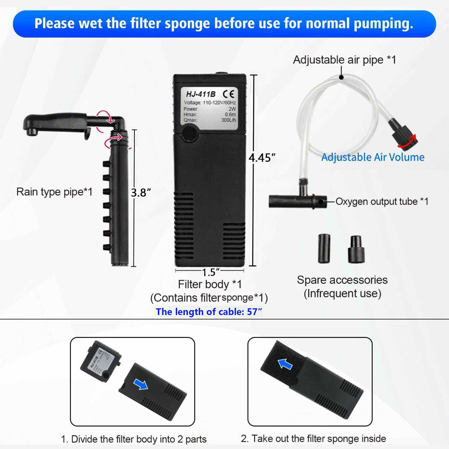 TARARIUM Quiet Betta Fish Filter Aquarium Internal Filter for 2-15 Gallon Fish Turtle Tank Biochemical Small 79 GPH Rain Shower Design 3 in 1 Oxygen - Nail Gallerys