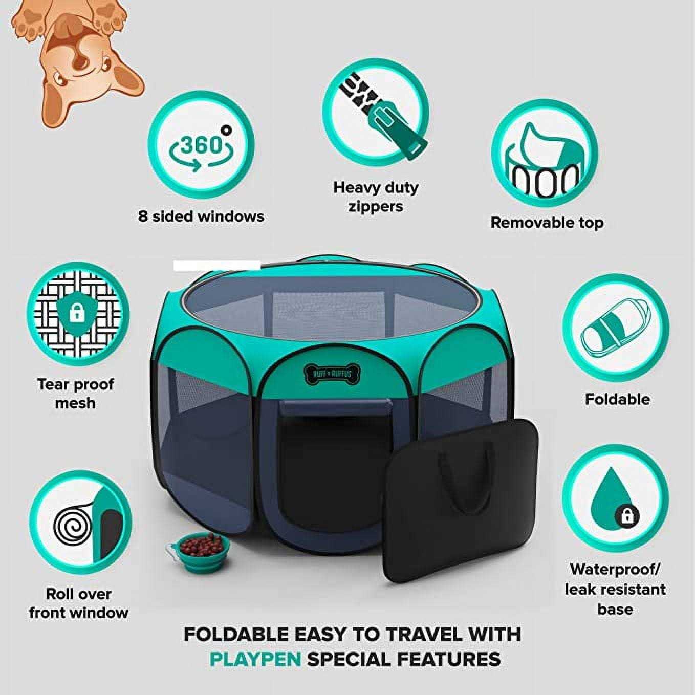 Ruff ‘n Ruffus Porle Foldable Pet Playpen + Free Carrying Case + Free Travel Bowl - Nail Gallerys