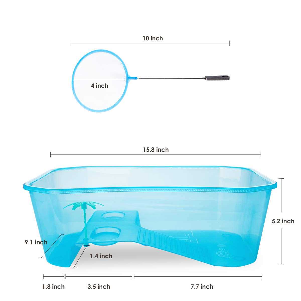 Geegoods Turtle Tank Aquarium,Reptile Tank,Turtle Aquarium Terrapin Lake with Platform Plants Tank for Pet Turtle Reptile Habitat - Nail Gallerys