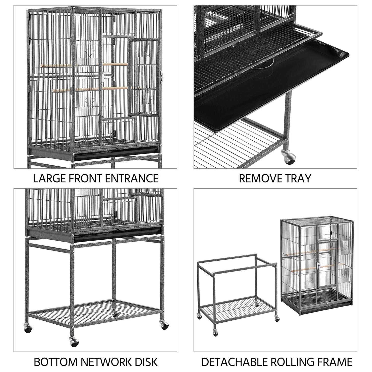 Topeakmart Metal Bird Cage with Rolling Detachable Stand - Nail Gallerys
