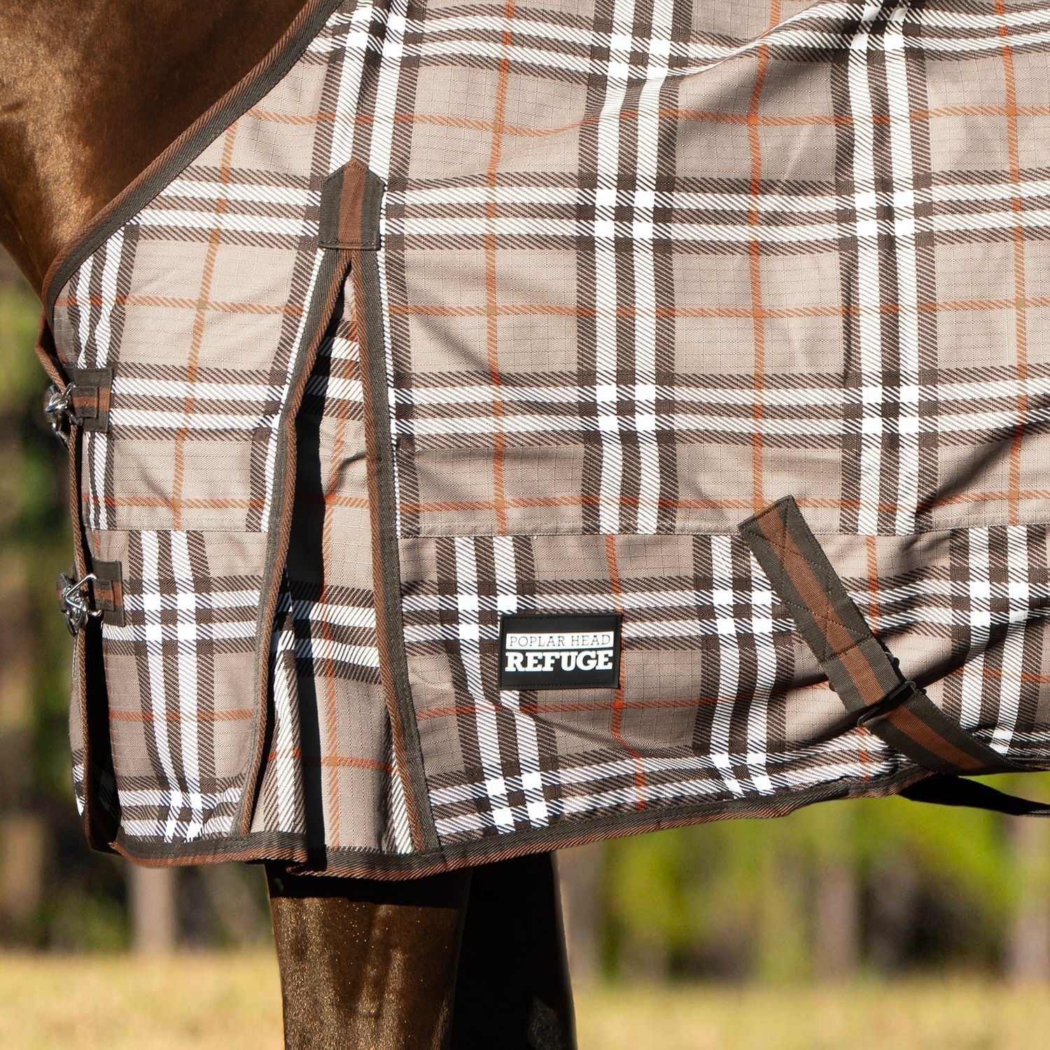 Poplar Head Refuge 1200 Denier Turnout Sheet, 0 Gram, Plymouth Brown Plaid - Nail Gallerys