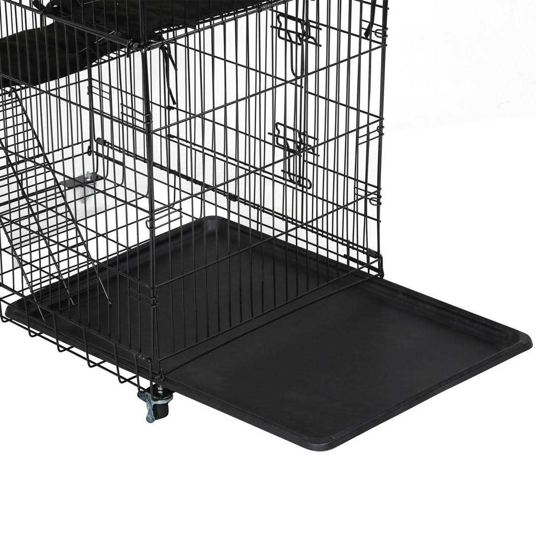 BestPet Cat Cage Crate Kennel 48 inches Cat Playpen with Free Hammock 3 Cat Bed 2 Front Doors 2 Ramp Ladders Perching Shelves - Nail Gallerys