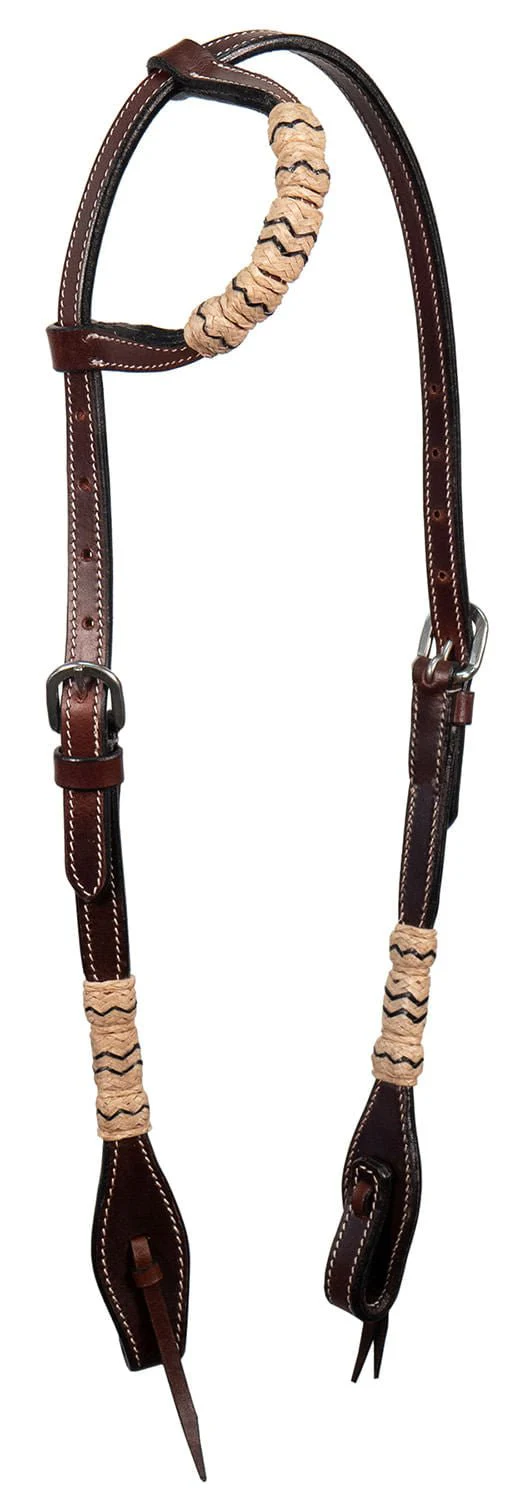 Buffalo Leather Braided Rawhide One Ear Headstall, Full - Nail Gallerys