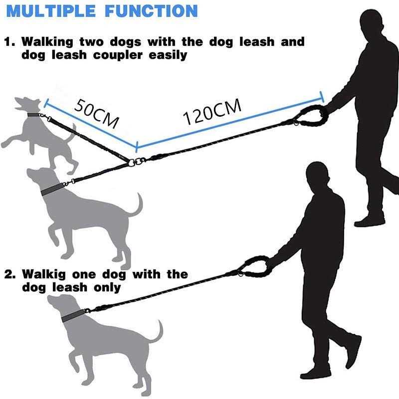 iYoShop Double Dog Leash 360 Swivel No Tangle Dual Dog Walking Leash - Nail Gallerys