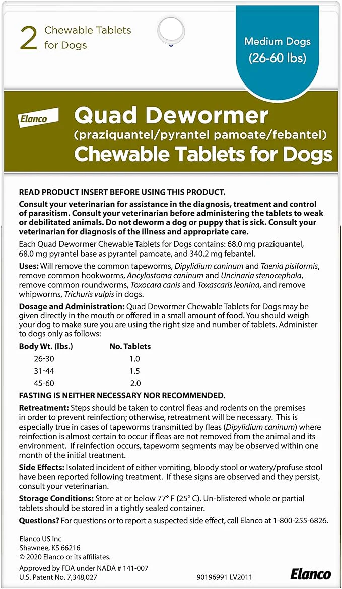 Quad Dewormer Chewable Tablets for Dogs - Nail Gallerys