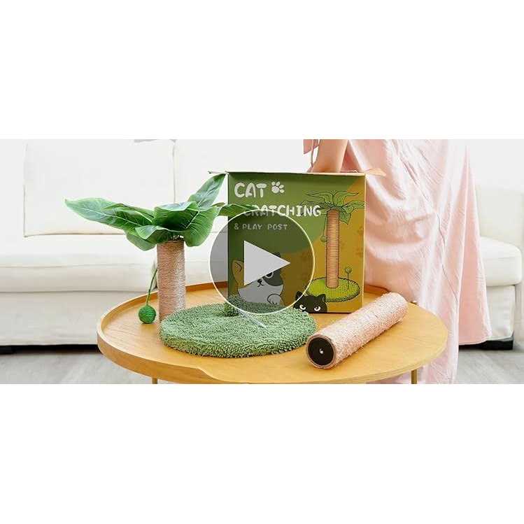 Dohump Cat Scratching Post, 26 Kitten Scratching Post with Premium Sisal Rope, Cute Cat Tree with Dangling and Spring Ball Toys for Indoor Small - Nail Gallerys