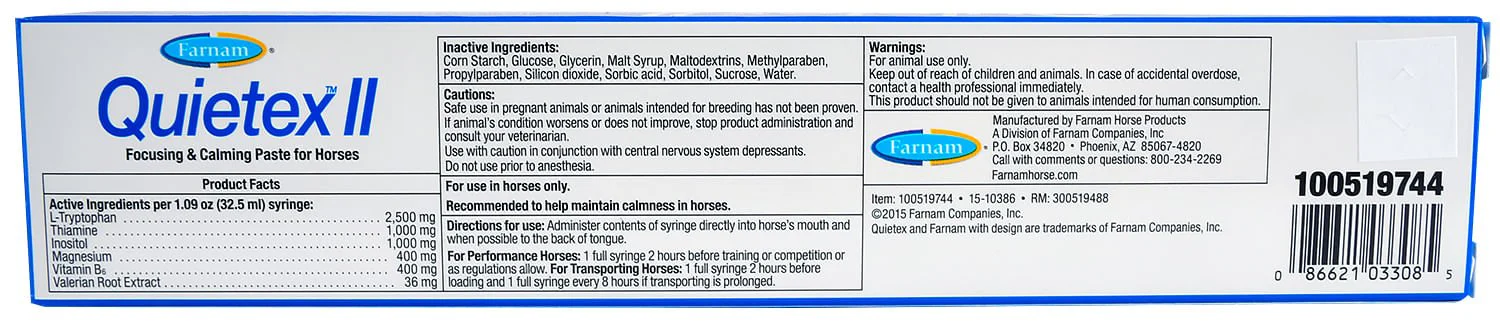 Quietex II Focusing & Calming Supplement for Horses - Nail Gallerys