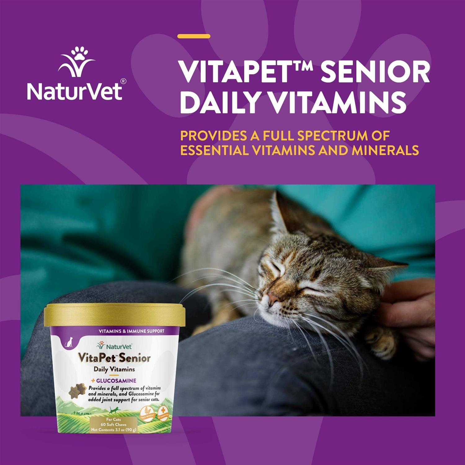 NaturVet VitaPet Senior Daily Vitamins Plus Glucosamine Cat Soft Chews - Nail Gallerys