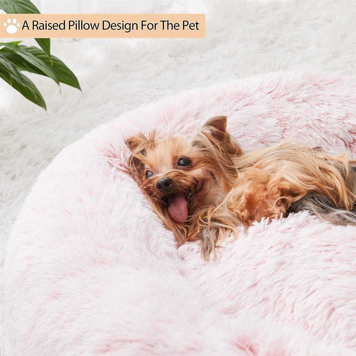 WNPETHOME Calming Dog Bed & cat Bed,Small Dog Bed Donut Faux Fur Anti-Anxiety Dog Bed Dog Pet Bed for Small Dogs - Nail Gallerys