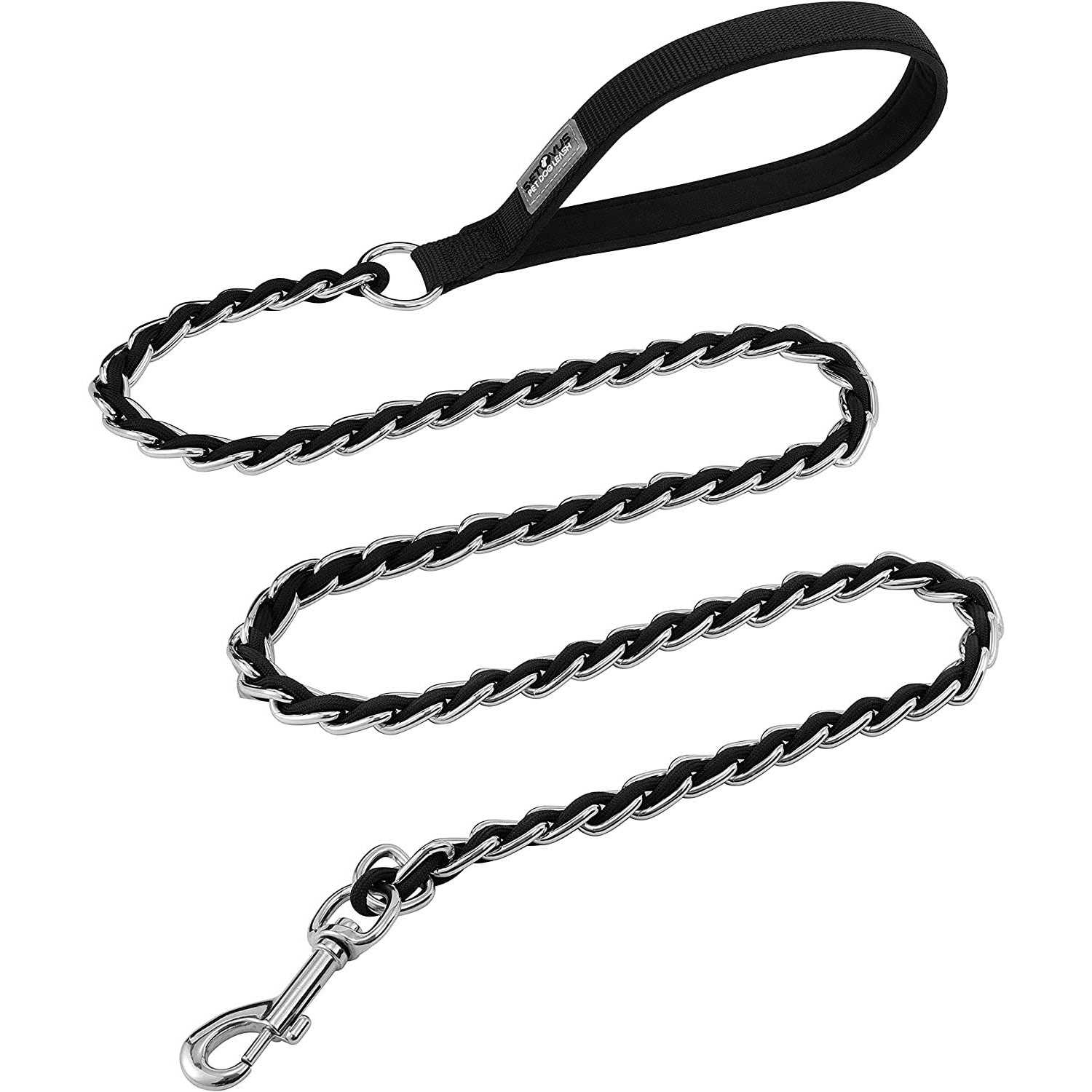 S-ETOVUS Chew Proof Metal Leash Chain Dog Leash for Medium Large Dogs Chain Link Dog Leash Anti Chew Strong Anti Bite Dog Leash Comfortable Soft Padded - Nail Gallerys