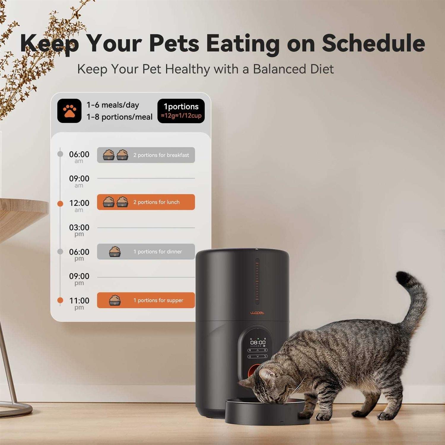 Wopet Automatic Dog Feeders Pet Feeder Cat Food dispenser With Stainless Steel Bowl - Nail Gallerys