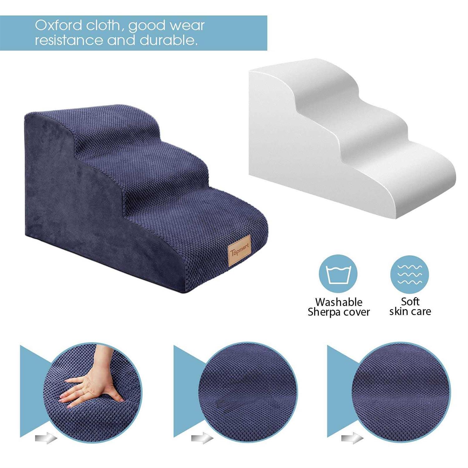 Topmart 3 Tiers Foam Dog Ramps/Steps,Non-Slip Dog Steps,Extra Wide Deep Dog Stairs,High Density Foam Pet Stairs/Ladder,Best for Older Dogs,Cats - Nail Gallerys